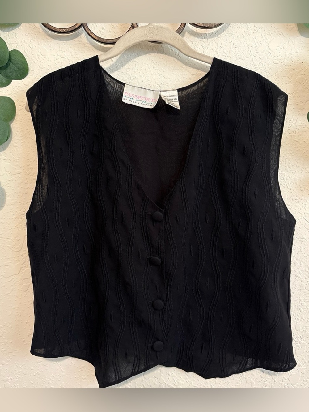 Vintage 90s Sheer Black Textured Vest✨